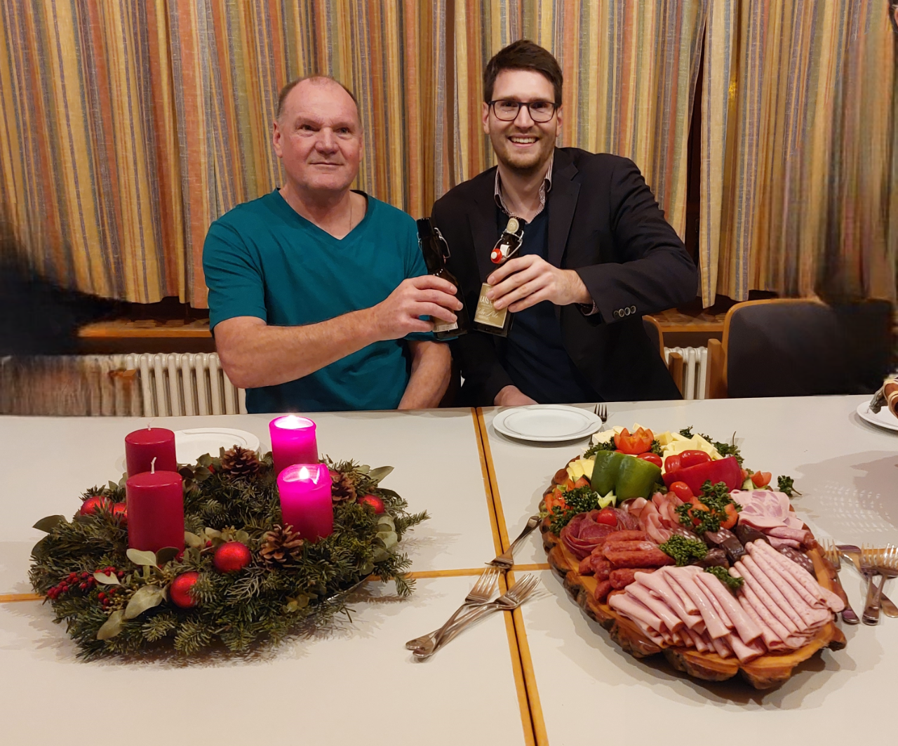 Besuch von Bürgermeister Flik nach der Posaunenchorprobe